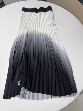 DKNY Pleated Ombre Black to White Midi Skirt